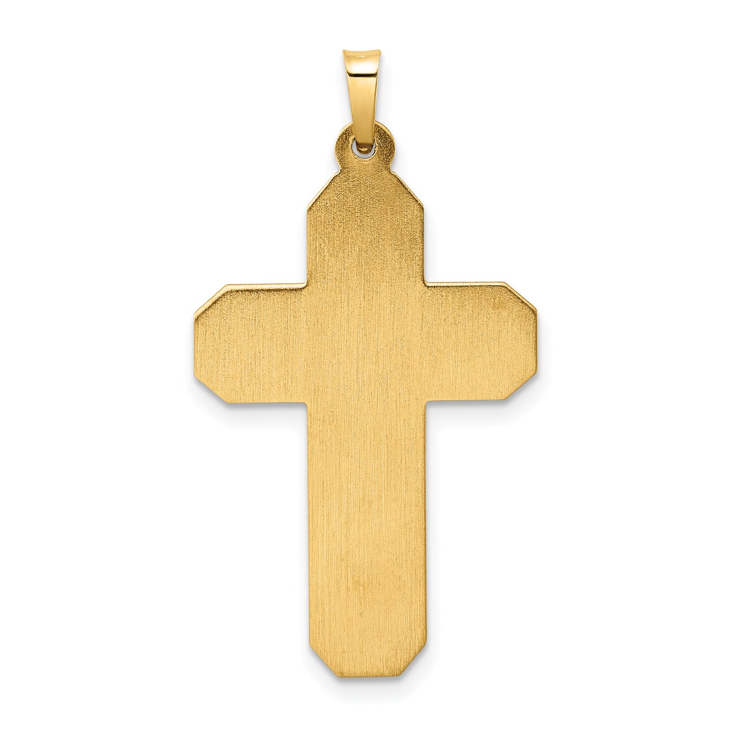 14k Yellow Gold 14k Polished and Textured Hollow Scroll Design Double Cross Pendant