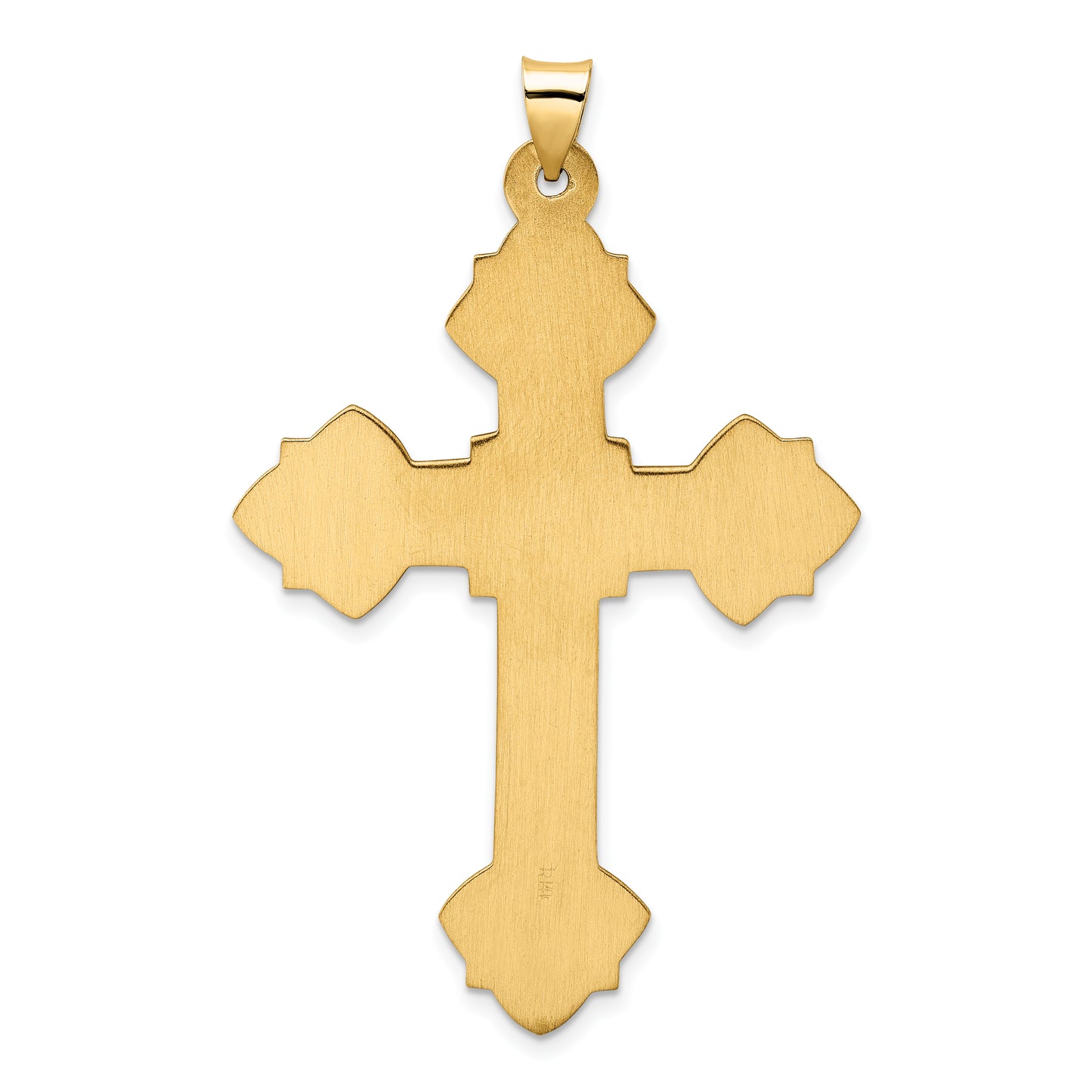 14k Yellow Gold 14k Polished Hollow Fancy Fleur de Lis Cross Pendant