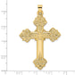 14k Yellow Gold 14k Polished Hollow Fancy Fleur de Lis Cross Pendant