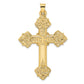 14k Yellow Gold 14k Polished Hollow Fancy Fleur de Lis Cross Pendant