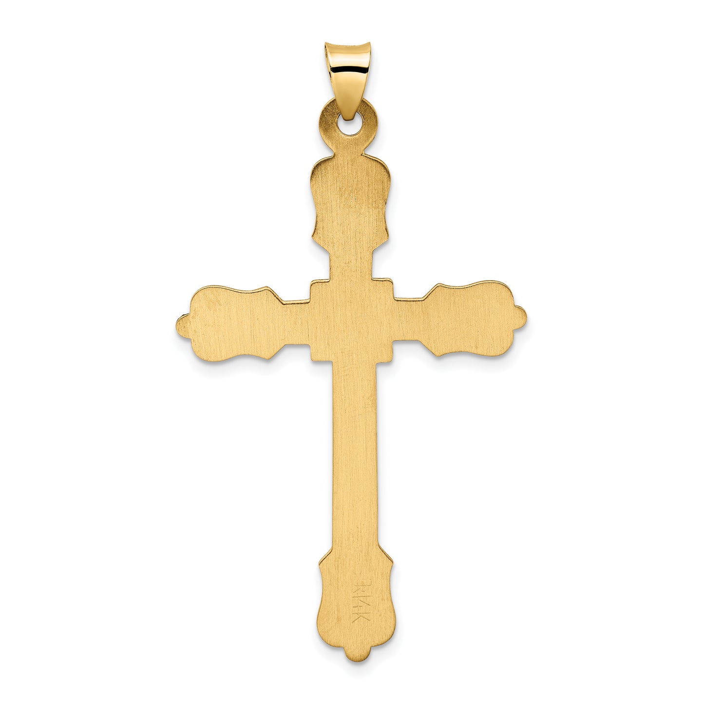 14k Yellow Gold 14k Polished Diamond Pattern Hollow Cross Pendant