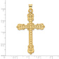 14k Yellow Gold 14k Polished Diamond Pattern Hollow Cross Pendant