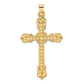 14k Yellow Gold 14k Polished Diamond Pattern Hollow Cross Pendant