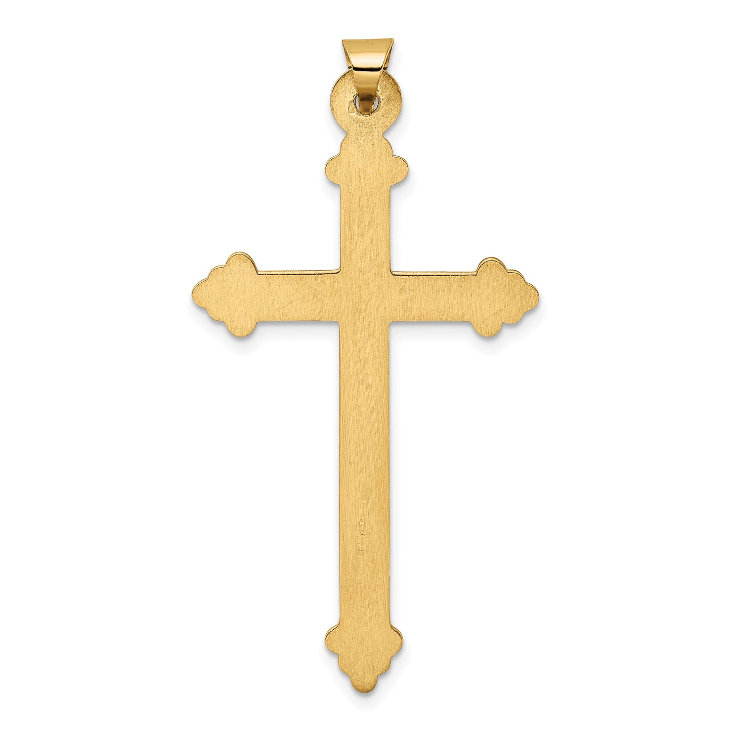 14k Yellow Gold 14k Polished and Textured Hollow Hearts Cross Pendant