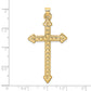 14k Yellow Gold 14k Polished and Textured Hollow Hearts Cross Pendant