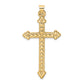 14k Yellow Gold 14k Polished and Textured Hollow Hearts Cross Pendant