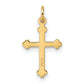 14k Yellow Gold 14k Polished and Textured Solid Diamond Shape Cross Pendant