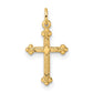 14k Yellow Gold 14k Polished and Textured Solid Diamond Shape Cross Pendant