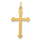 14k Yellow Gold 14k Polished and Textured Solid Diamond Shape Cross Pendant