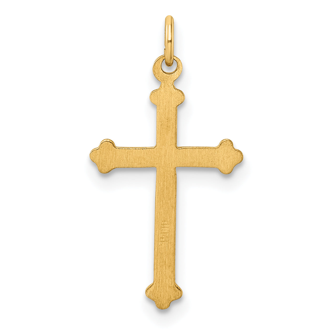 14k Yellow Gold 14k Polished and Textured Solid Diamond Shape Cross Pendant