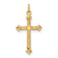 14k Yellow Gold 14k Polished and Textured Solid Diamond Shape Cross Pendant