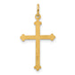 14k Yellow Gold 14k Polished and Textured Solid Diamond Shape Cross Pendant