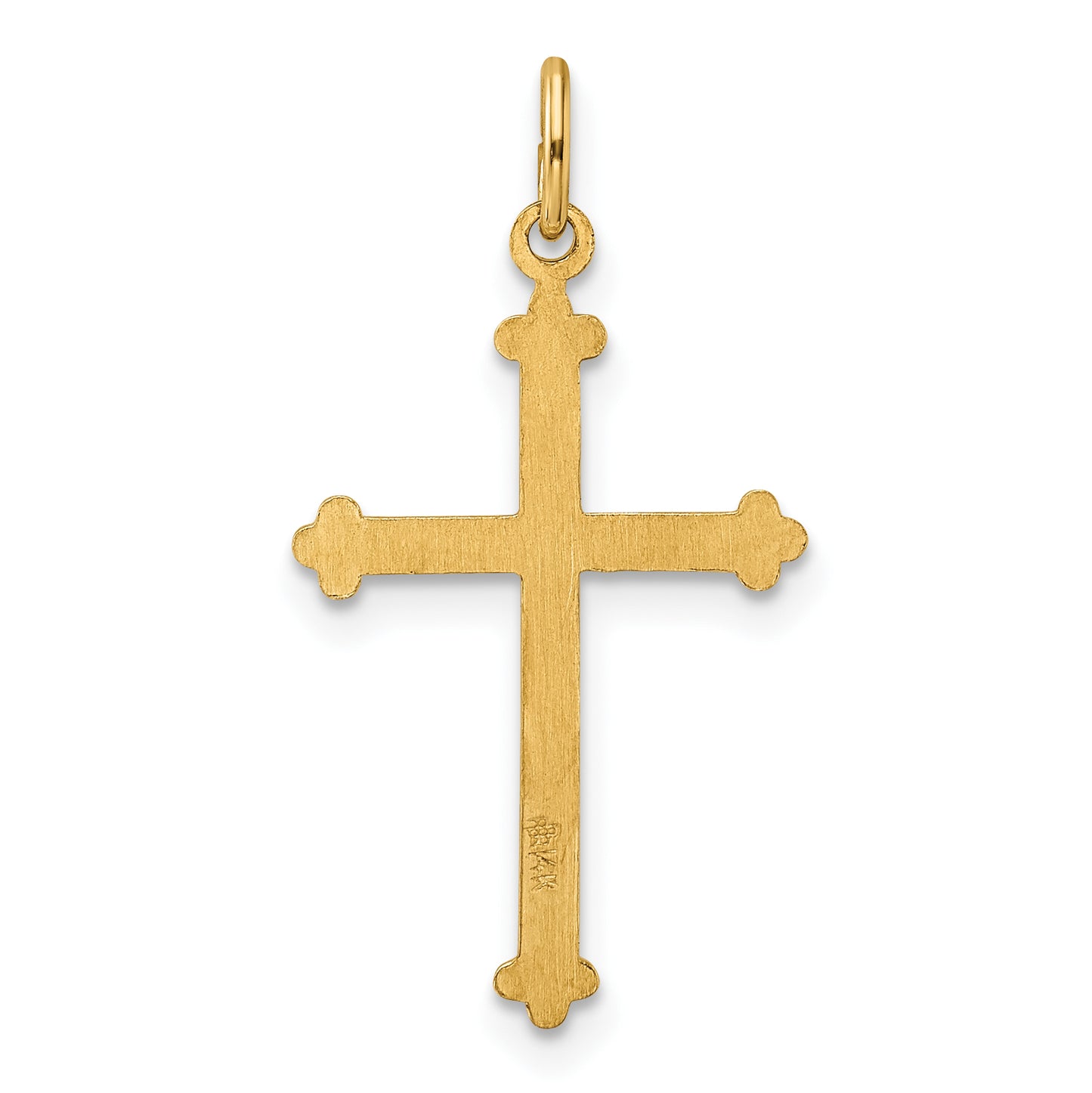 14k Yellow Gold 14k Polished and Textured Solid Diamond Shape Cross Pendant