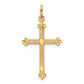 14k Yellow Gold 14k Polished and Textured Solid Diamond Shape Cross Pendant