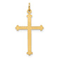 14k Yellow Gold 14k Polished and Textured Solid Diamond Shape Cross Pendant