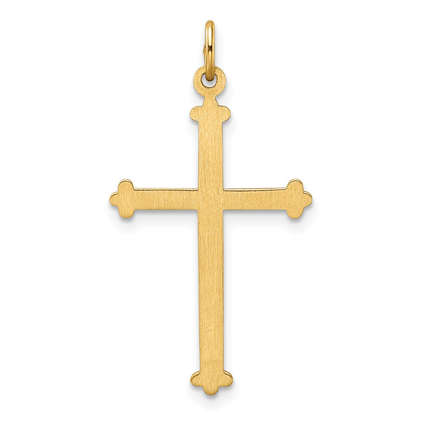 14k Yellow Gold 14k Polished and Textured Solid Diamond Shape Cross Pendant