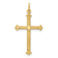 14k Yellow Gold 14k Polished and Textured Solid Diamond Shape Cross Pendant