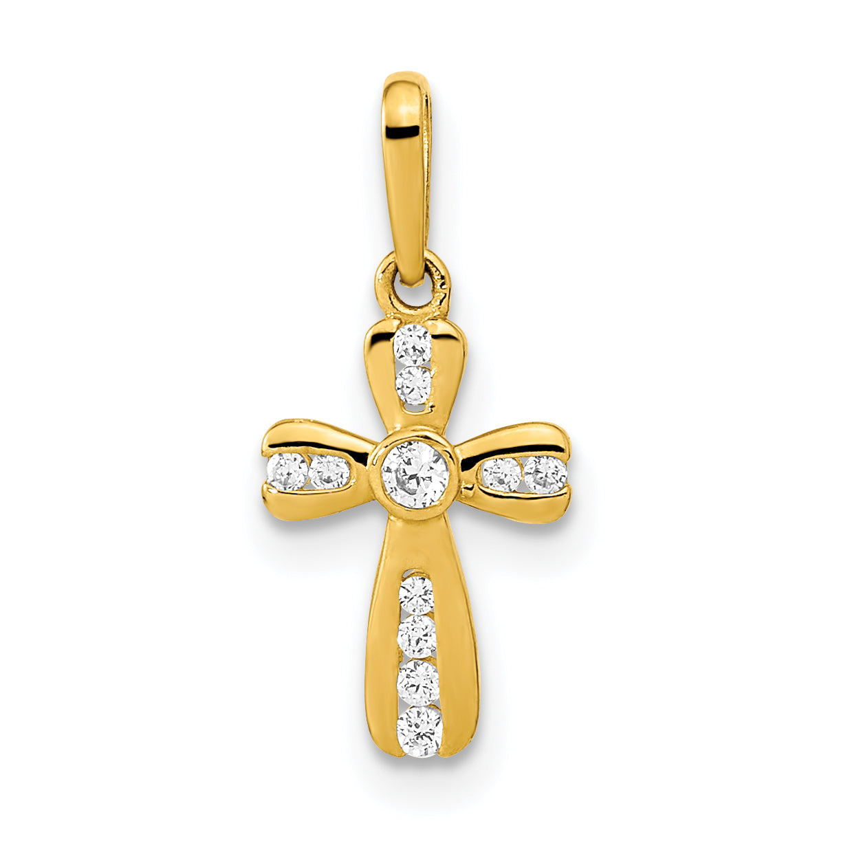 14k Yellow Gold 14K Polished CZ Cross Pendant