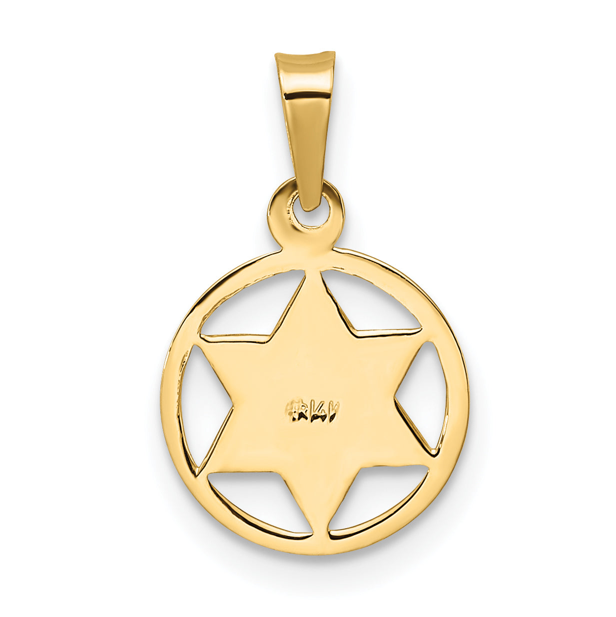 14k Yellow Gold 14k Polished Solid Enameled Star of David in Frame Pendant