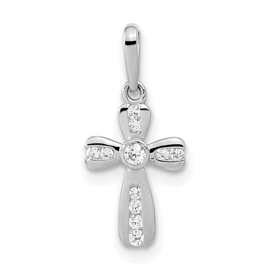 14k White Gold 14K White Gold CZ Cross Pendant