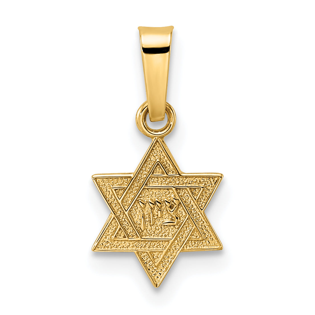 14k Yellow Gold 14k Polished & Textured Solid Star of David Pendant