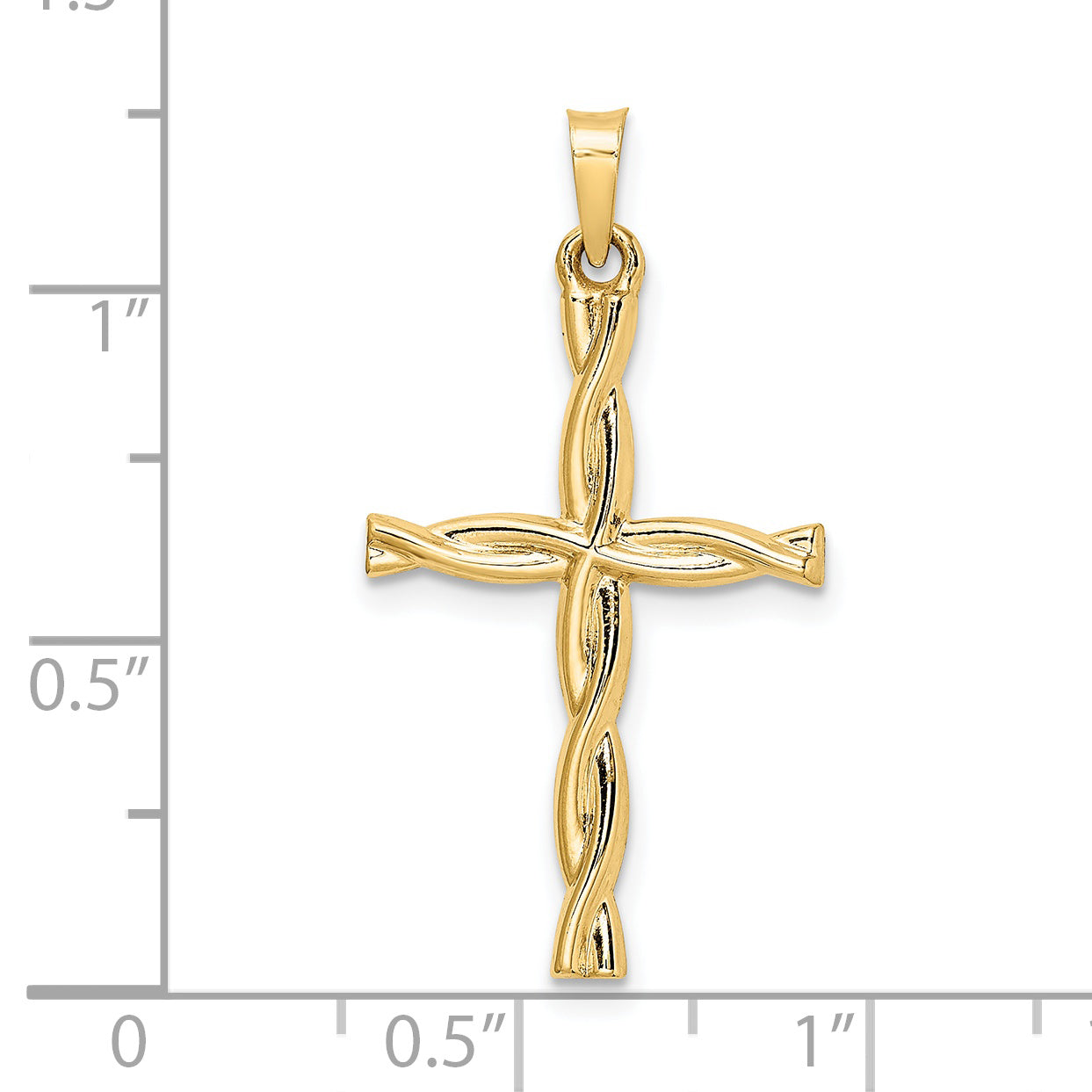 14k Yellow Gold 14k Polished Hollow Twisted Cross Pendant