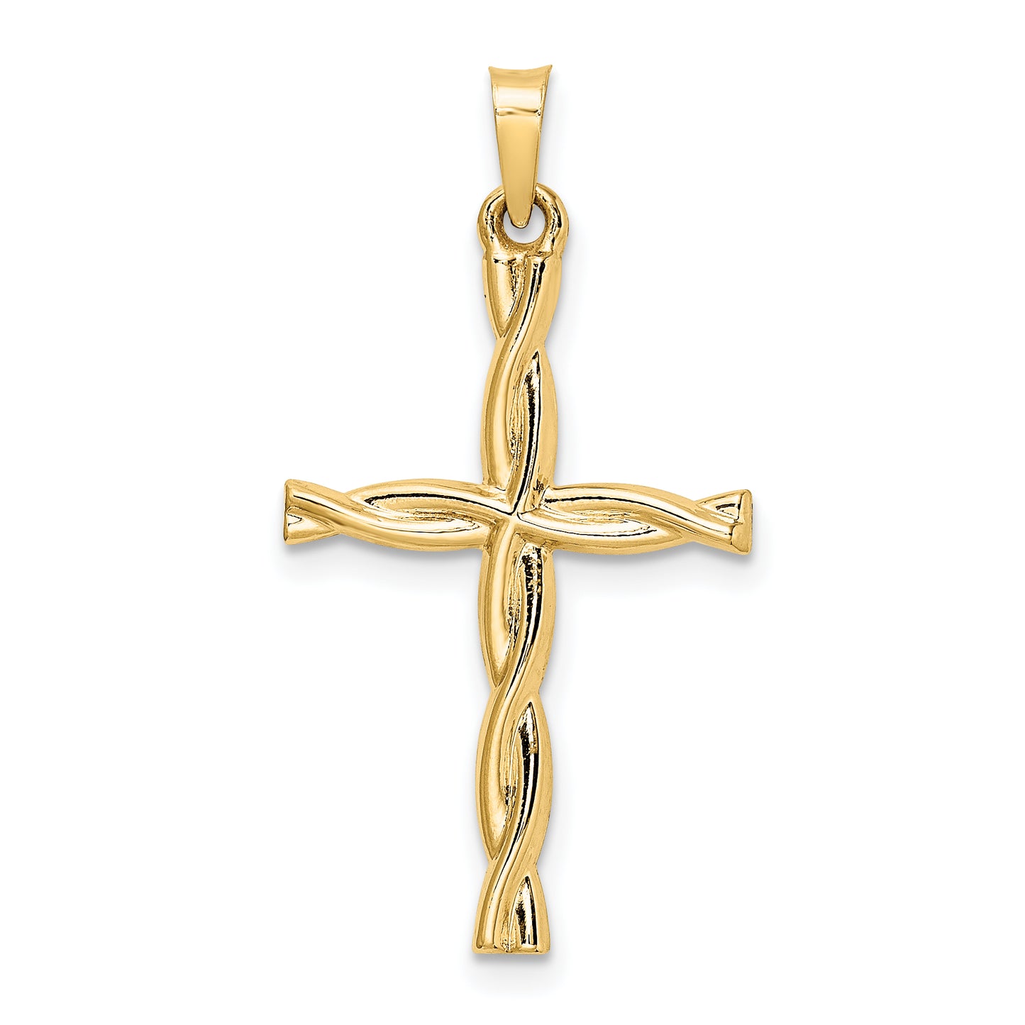 14k Yellow Gold 14k Polished Hollow Twisted Cross Pendant