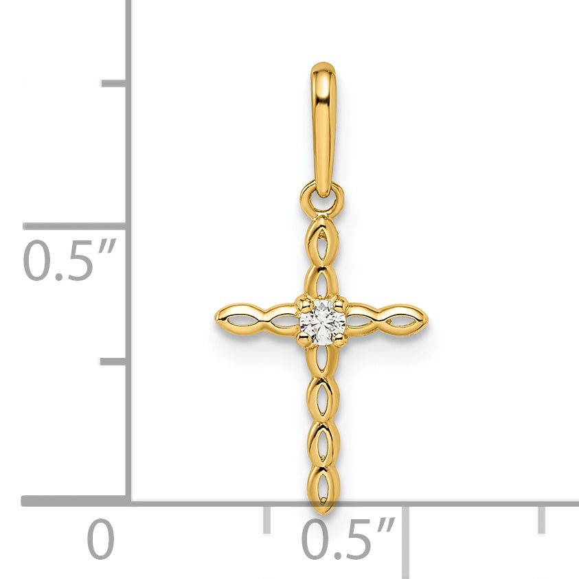 14k Yellow Gold 14k CZ Cross Pendant