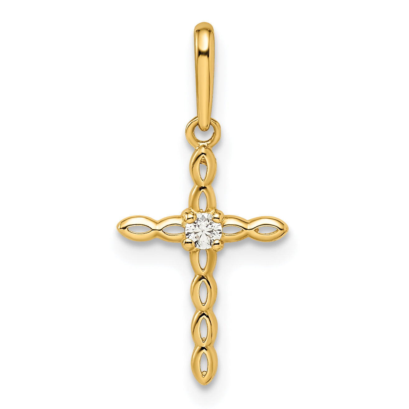 14k Yellow Gold 14k CZ Cross Pendant