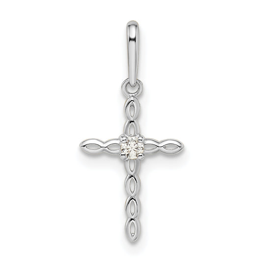 14k White Gold 14k White Gold CZ Cross Pendant