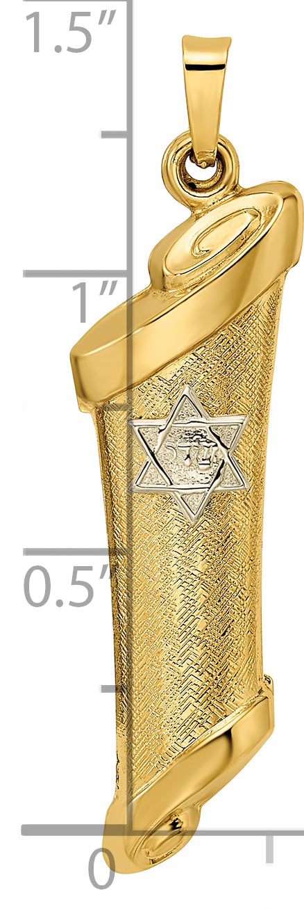 14k Two-tone 14k Two-tone Hollow Mezuzah and Star Pendant