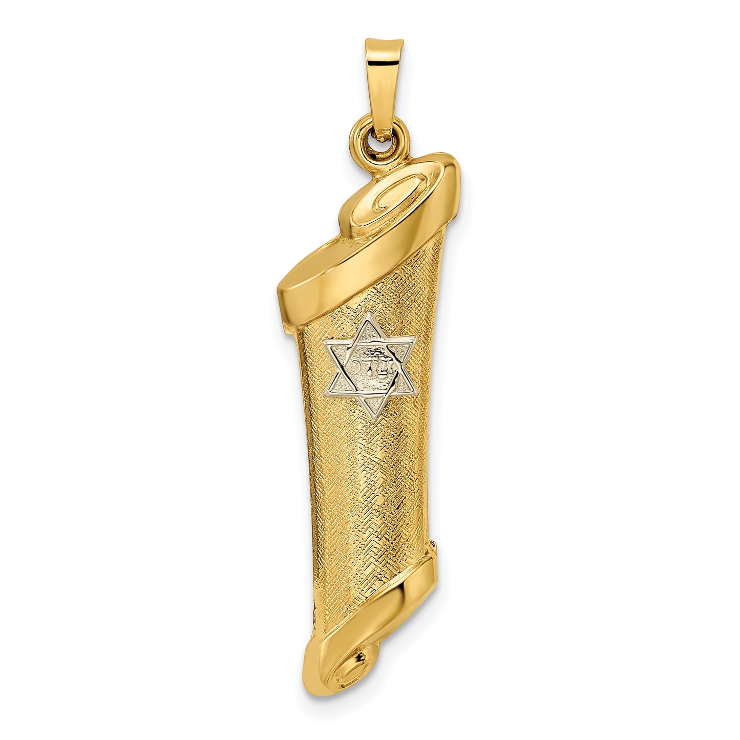 14k Two-tone 14k Two-tone Hollow Mezuzah and Star Pendant