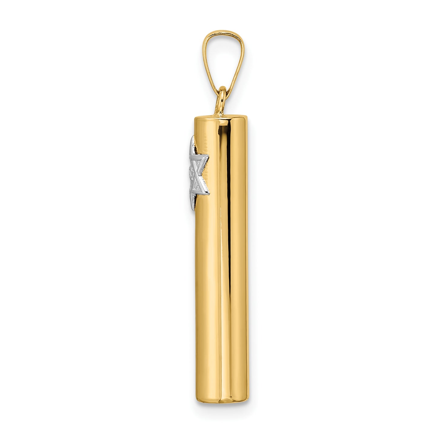 14k Yellow Gold 14k Polished Hollow Mezuzah w/Star of David Pendant