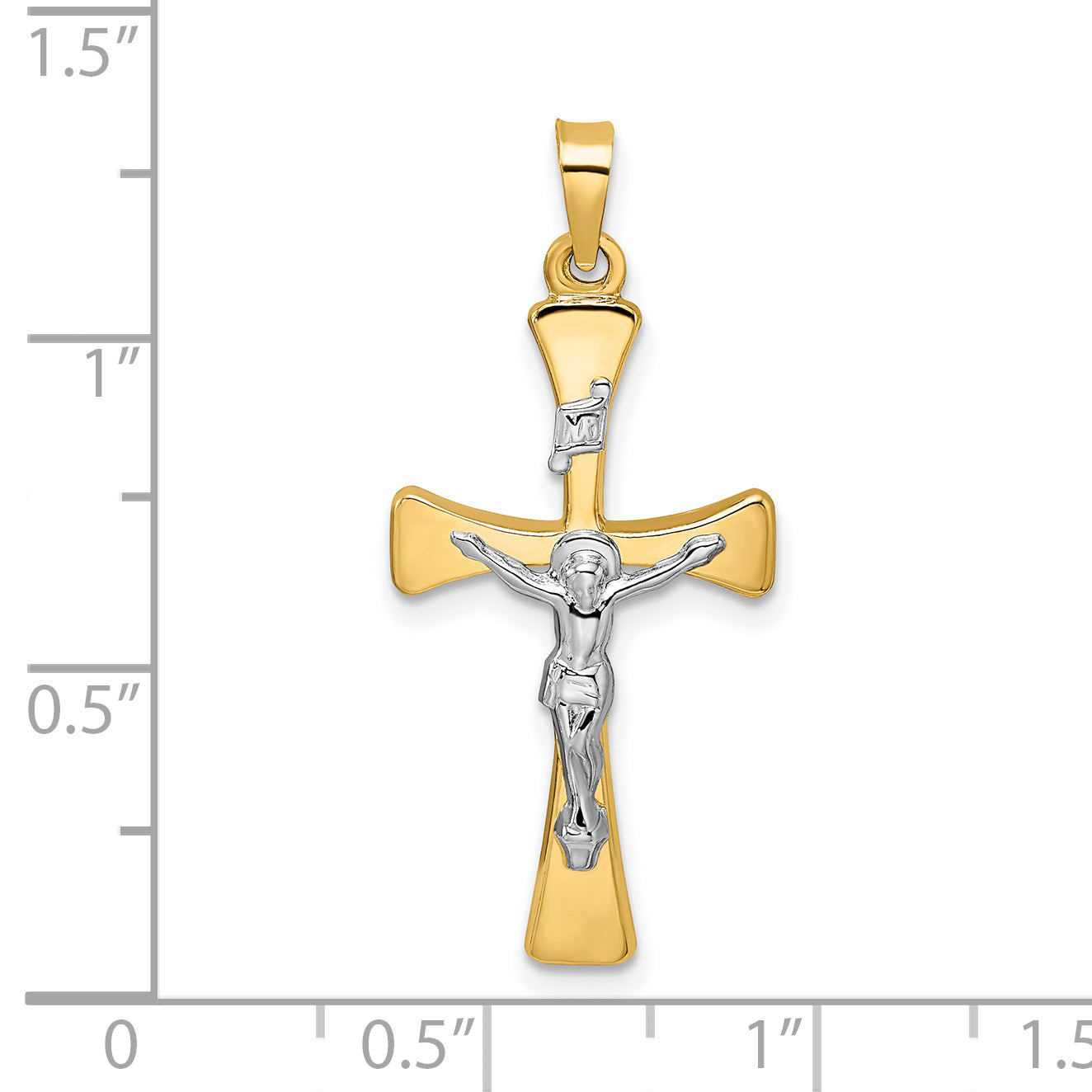 14k Two-tone 14k Two-tone Polished Hollow INRI Crucifix Cross Pendant