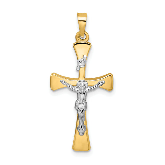 14k Two-tone 14k Two-tone Polished Hollow INRI Crucifix Cross Pendant