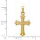 14k Yellow Gold 14k Hollow Fleur De Lis Cross Pendant