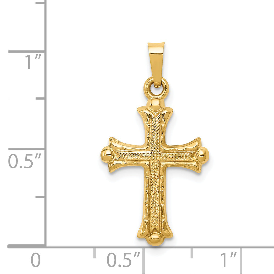 14k Yellow Gold 14k Hollow Fleur De Lis Cross Pendant