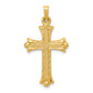 14k Yellow Gold 14k Hollow Fleur De Lis Cross Pendant