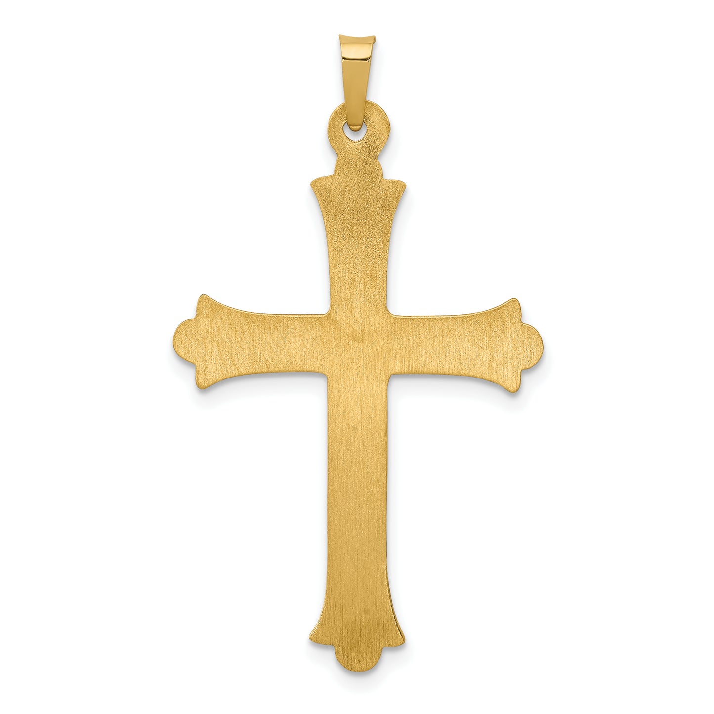 14k Yellow Gold 14k Hollow Fleur De Lis Cross Pendant