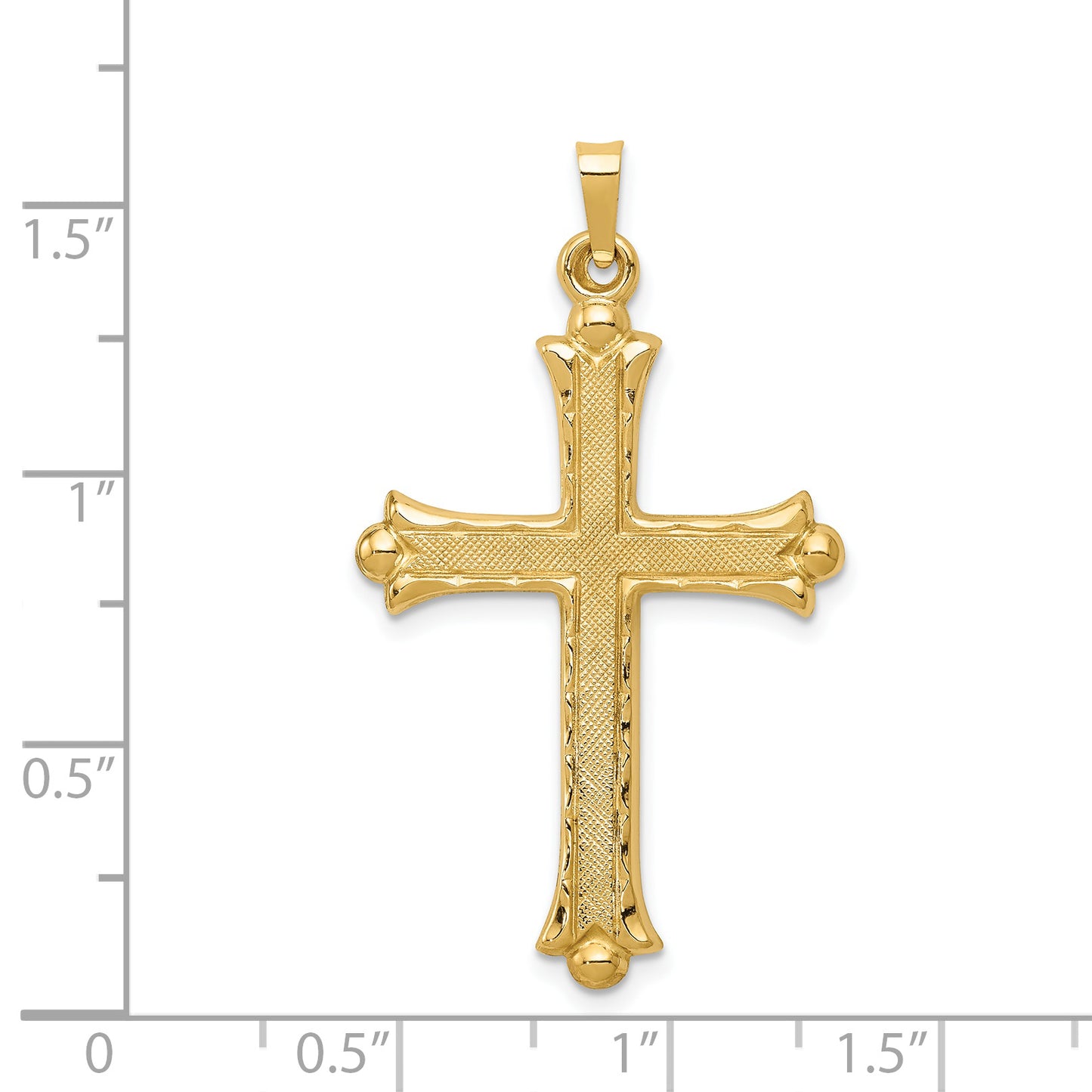 14k Yellow Gold 14k Hollow Fleur De Lis Cross Pendant