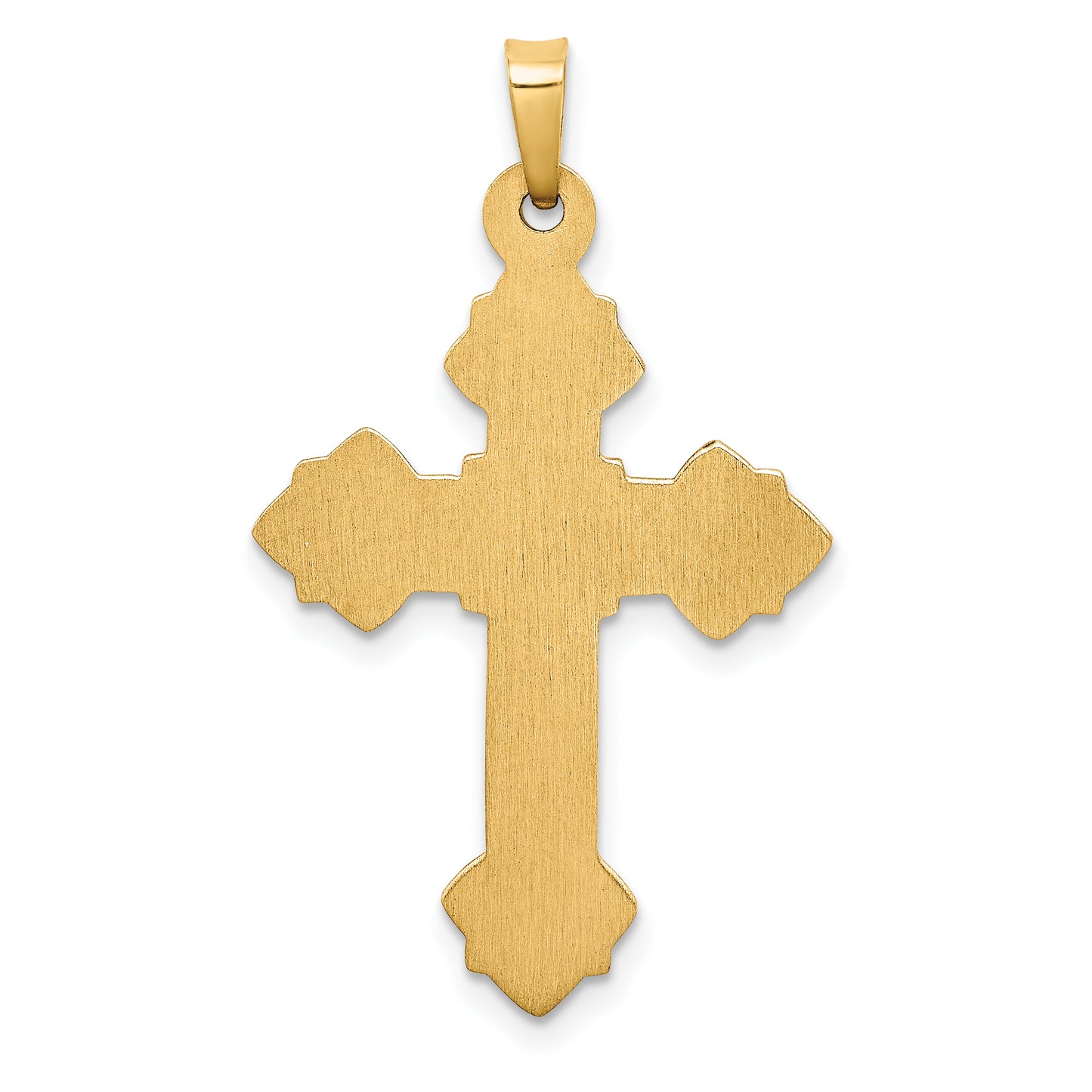 14k Yellow Gold 14k Budded Hollow Cross Pendant