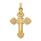 14k Yellow Gold 14k Budded Hollow Cross Pendant