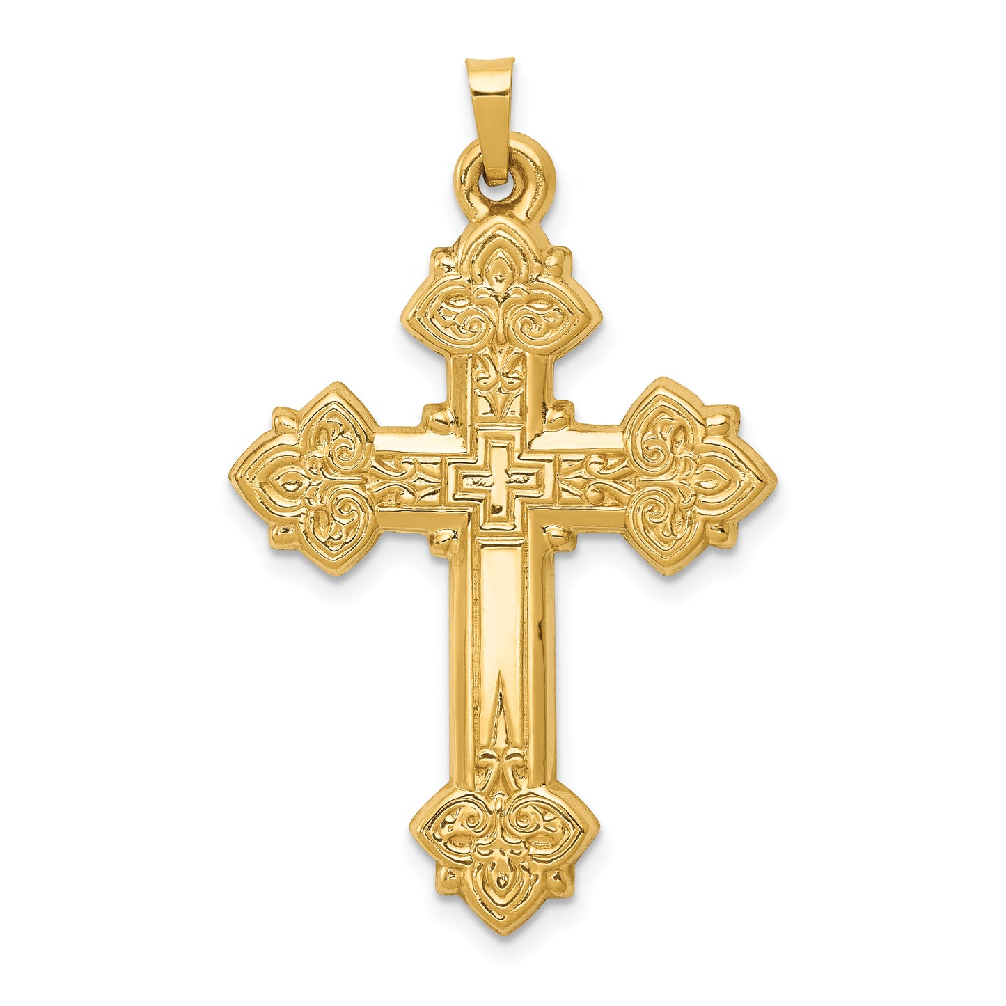 14k Yellow Gold 14k Hollow Cross Pendant