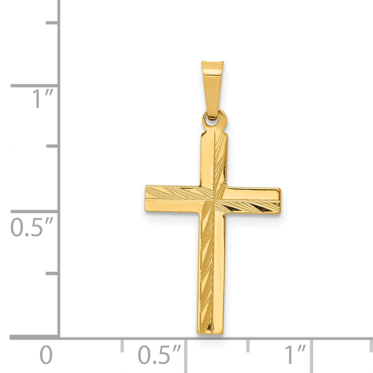 14k Yellow Gold 14k Diamond-cut Hollow Cross Pendant