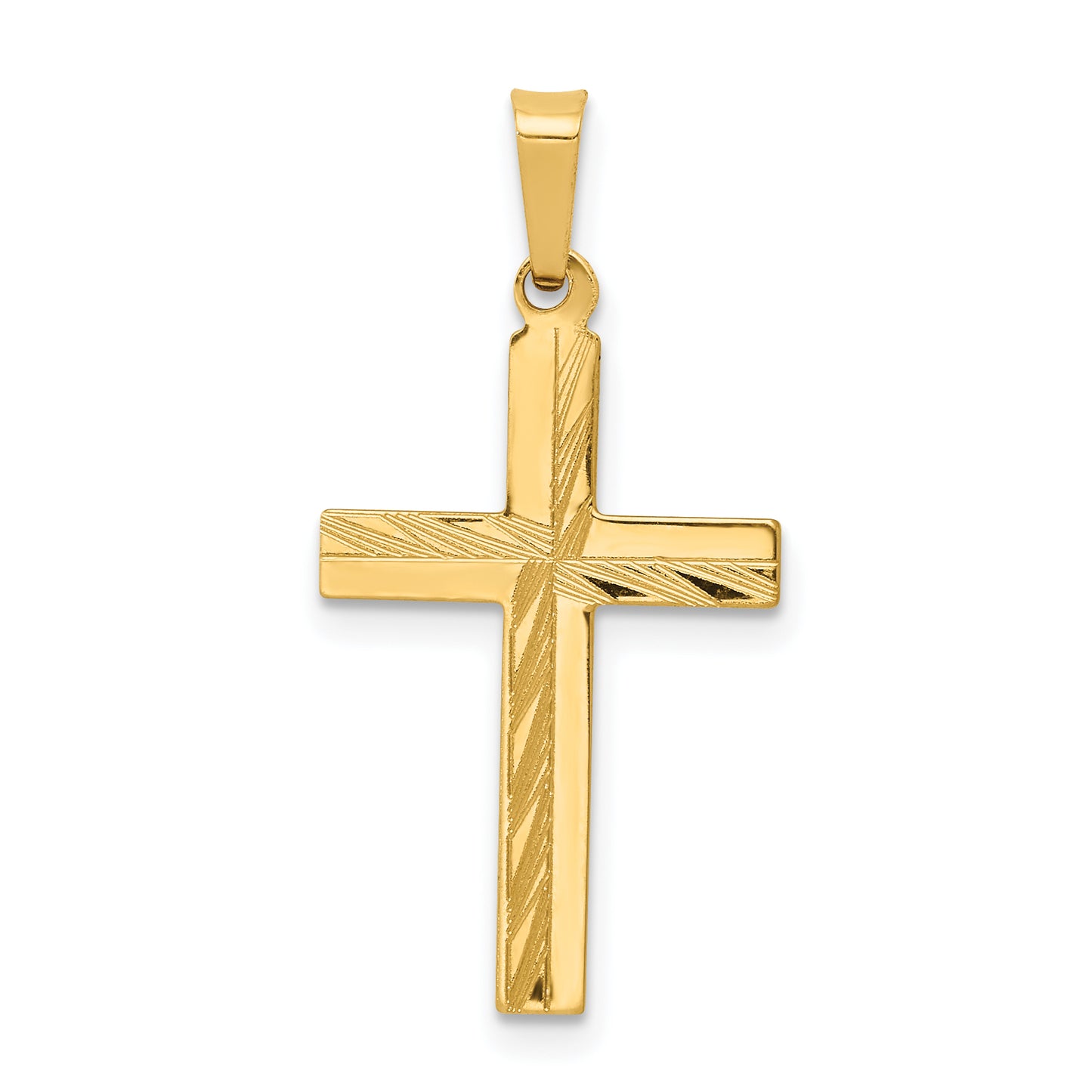 14k Yellow Gold 14k Diamond-cut Hollow Cross Pendant