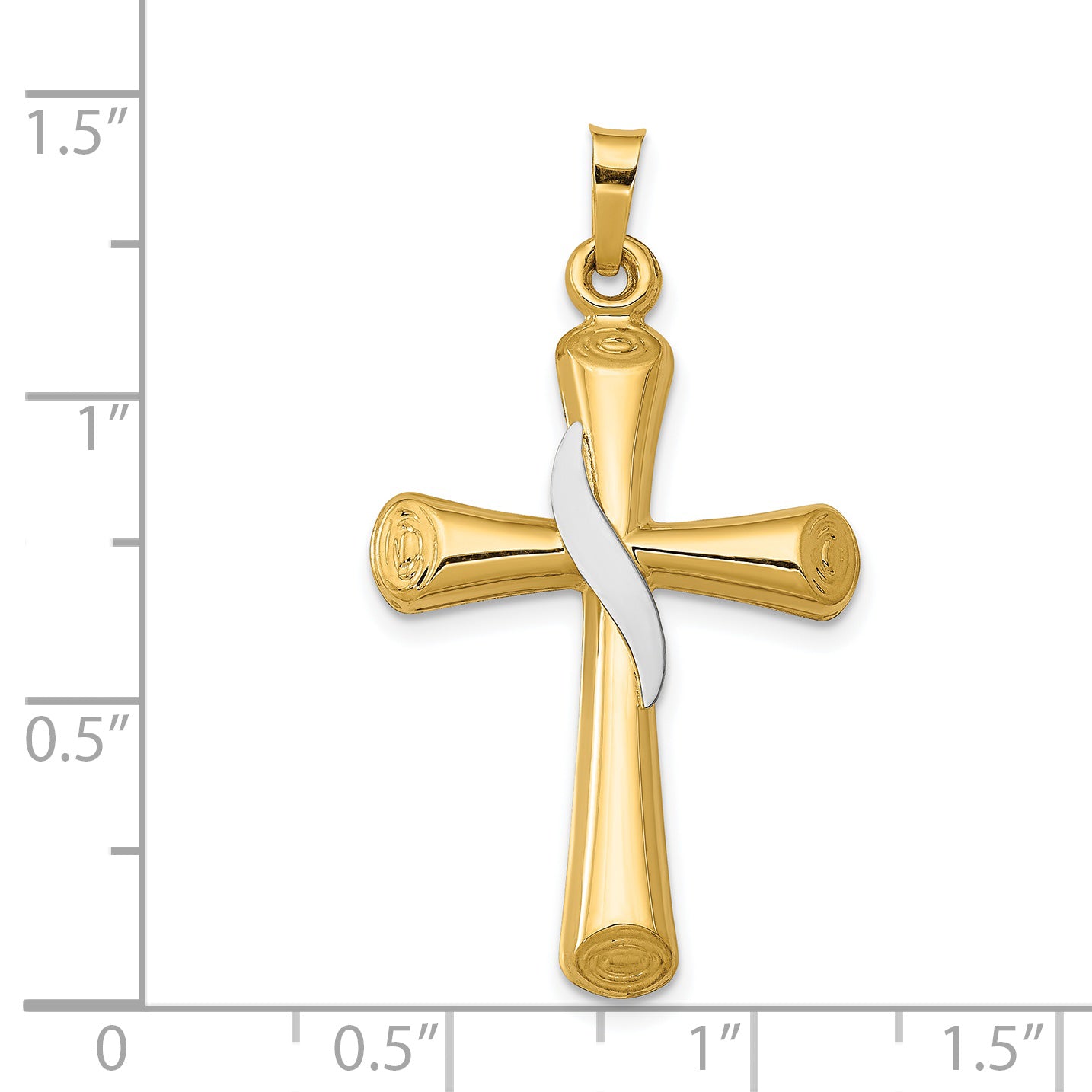 14k Two-tone 14K Two-Tone Hollow Cross w/Drape Pendant