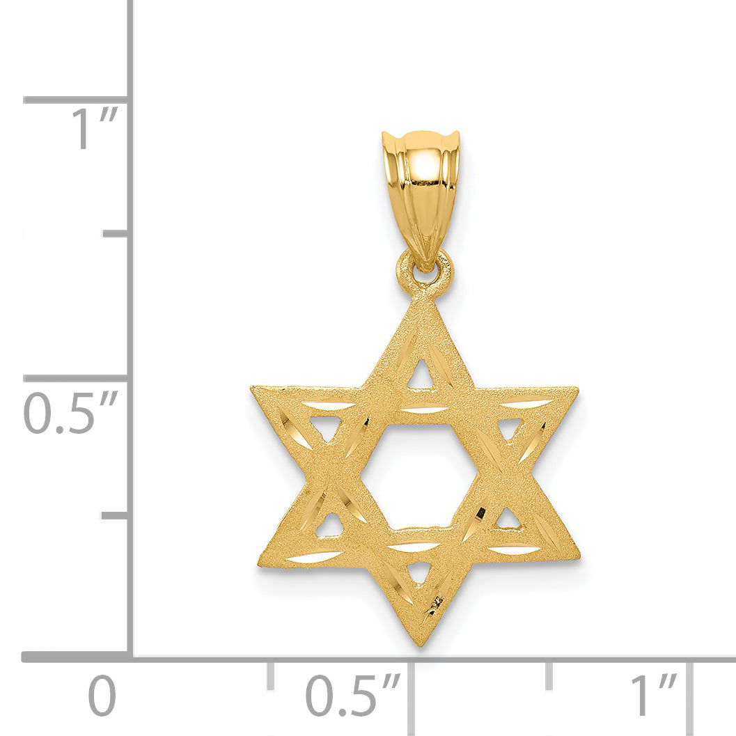 14k Yellow Gold 14k Solid Satin Star of David Charm