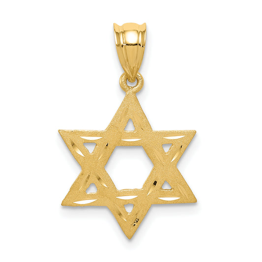 14k Yellow Gold 14k Solid Satin Star of David Charm