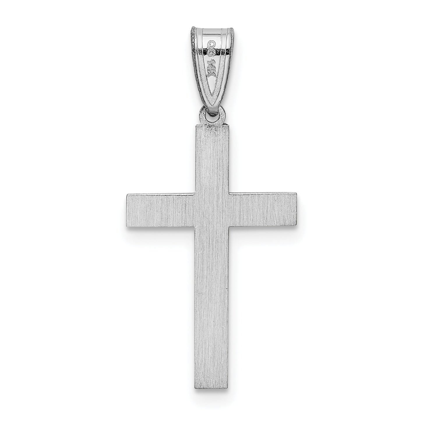 14k White Gold 14k White Laser Etched Cross Charm