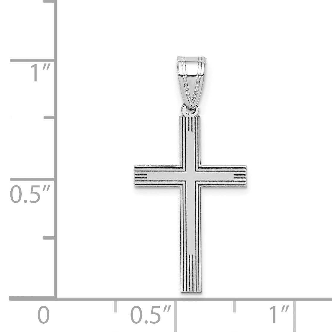 14k White Gold 14k White Laser Etched Cross Charm